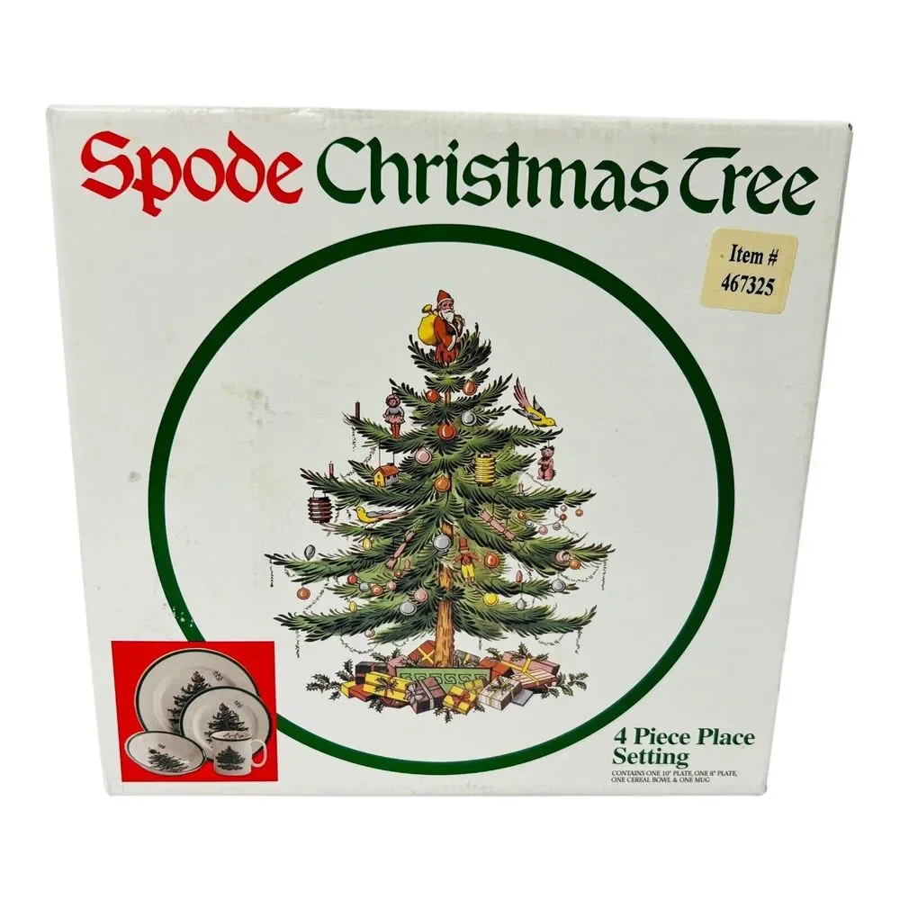 Spode Christmas Tree Stoneware 3 Pc Set Dinner‎ Saucer Plate Bowl NO MUG Box